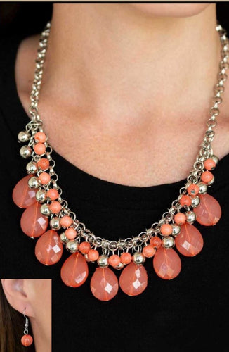 Trending Tropicana Orange Necklace Set