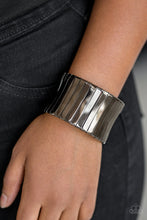 Load image into Gallery viewer, Flat gunmetal frames wrap around a gunmetal frame, creating a bold cuff around the wrist.  Sold as one individual bracelet.  Always nickel and lead free. 