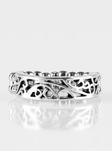 Load image into Gallery viewer, Brushed in an antiqued shimmer, vine-like filigree dances across the finger for a seasonal fashion. Features a dainty stretchy band for a flexible fit.  Sold as one individual ring.