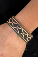Load image into Gallery viewer, A strip of leather is stamped in a scalloped pattern for an earthy look. Features an adjustable snap closure.  Sold as one individual bracelet.  Always nickel and lead free.